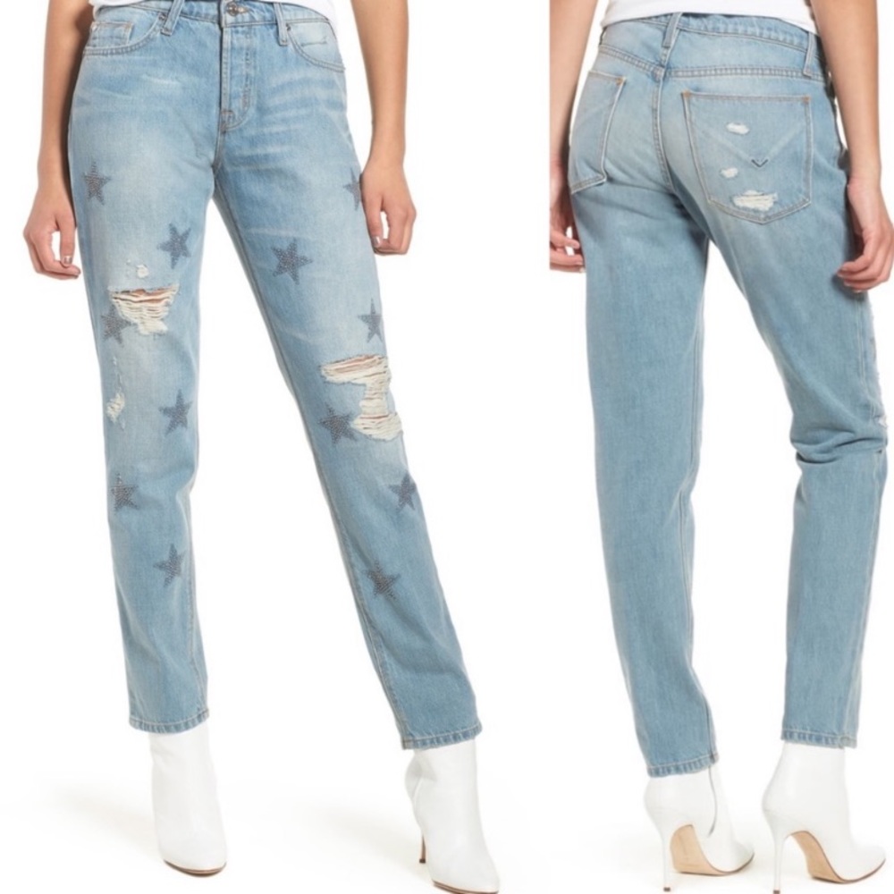 Hudson Riley Relaxed Straight Star Studded Jeans